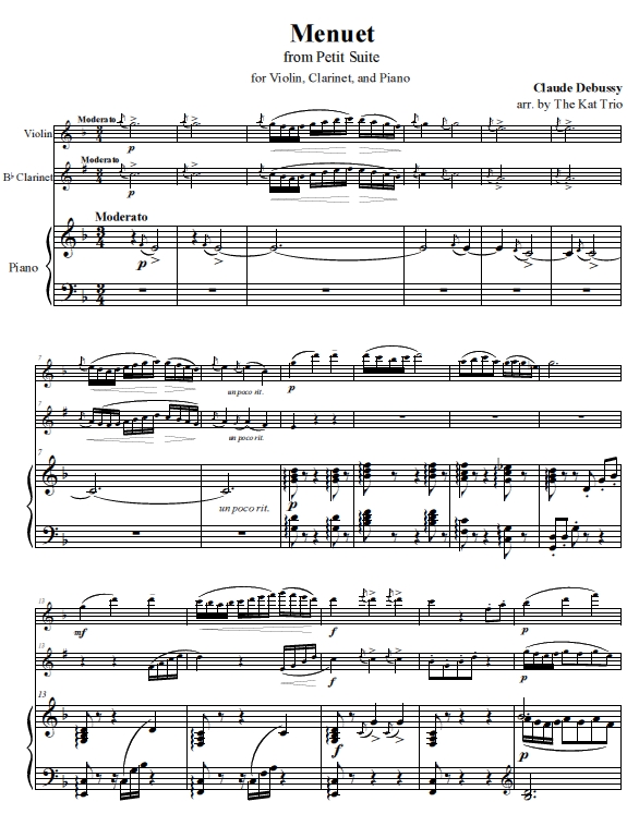 Debussy Menuet Score