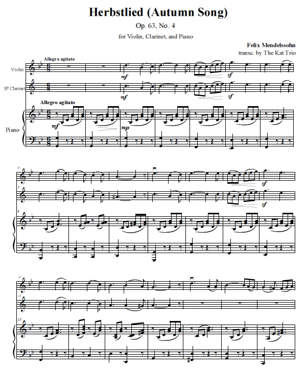 Mendelssohn Herbstlied piano