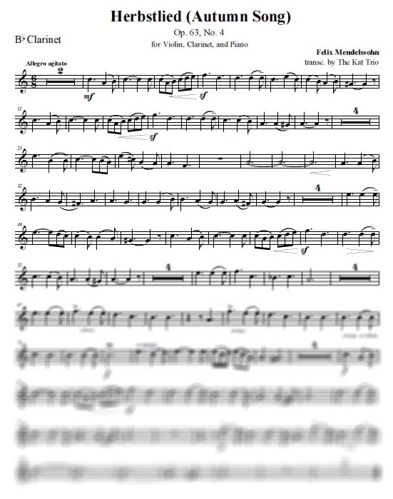 Mendelssohn Herbstlied Clarinet